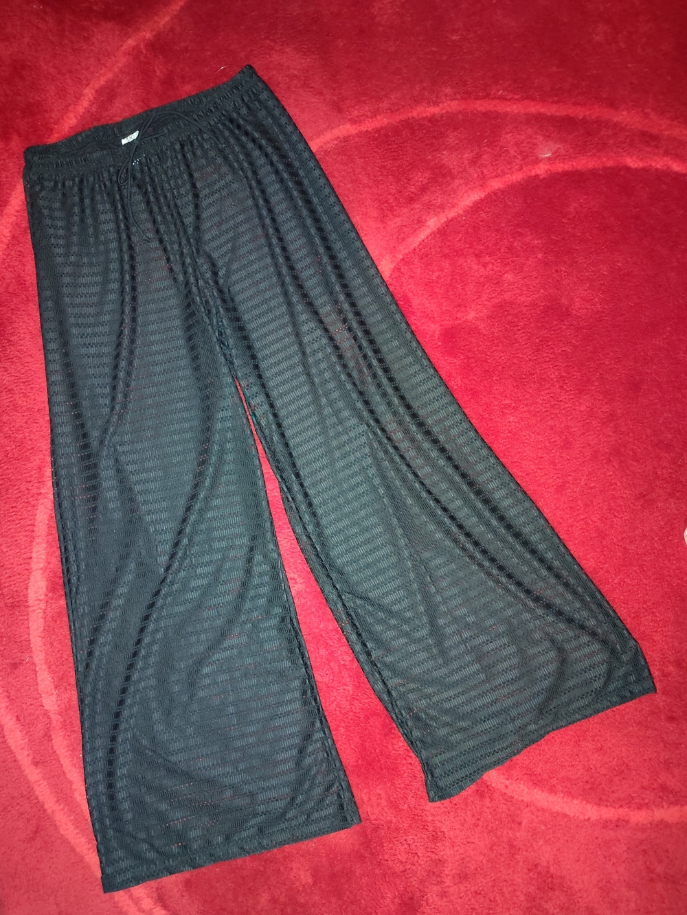 Hurley Black Mesh Wide-Leg Pants Sz L